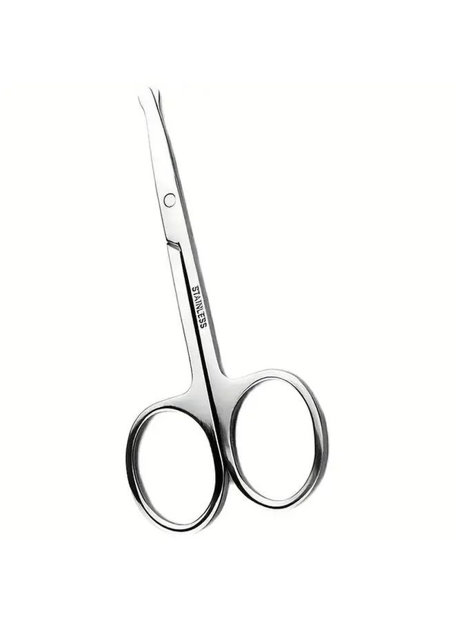 2pcs Stainless Steel Round Headed Eyebrow Nose Hair Trimming Scissors Silvery - Image 2